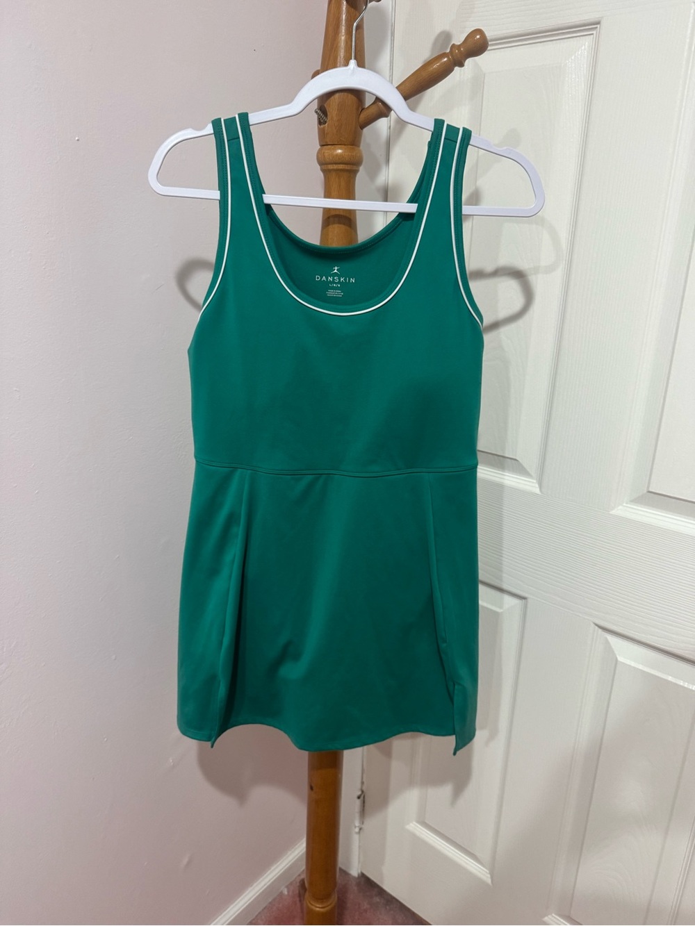 green athletic dress with shorts